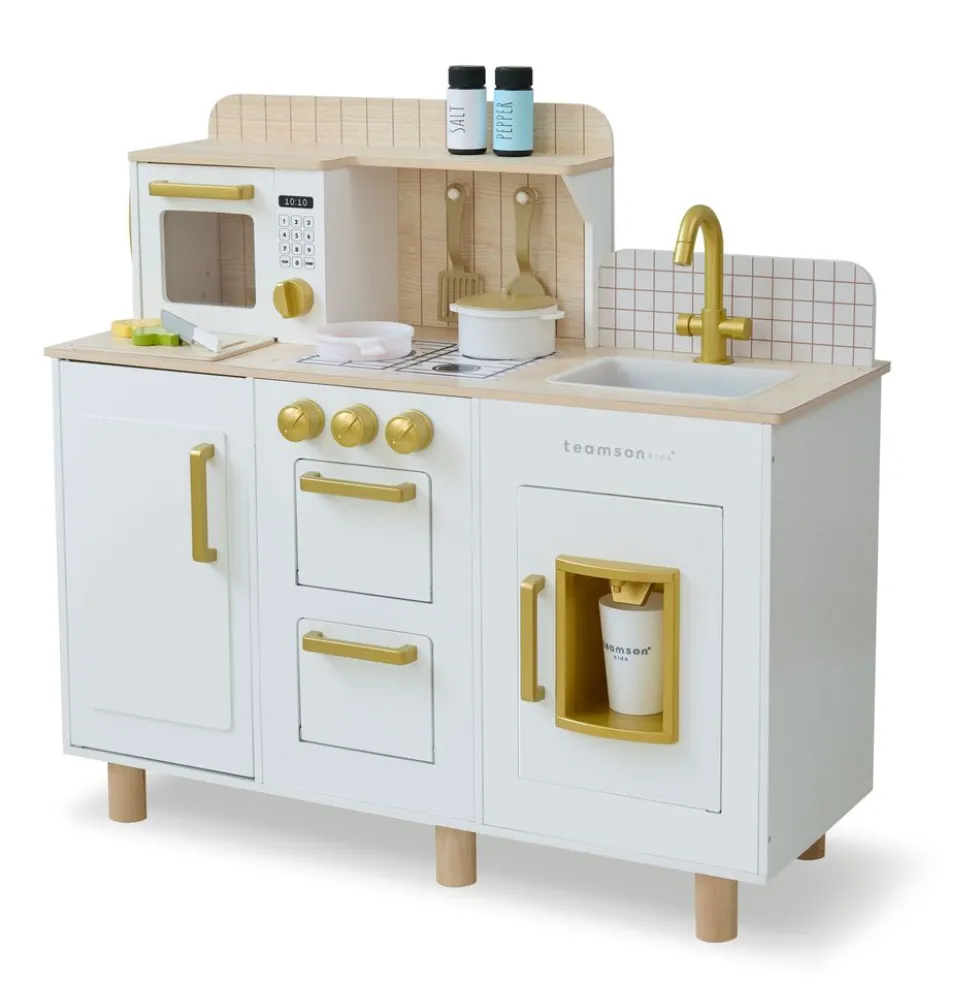 Little Chef Hampton Wooden Play Kitchen with Ice Dispenser & Sink - White