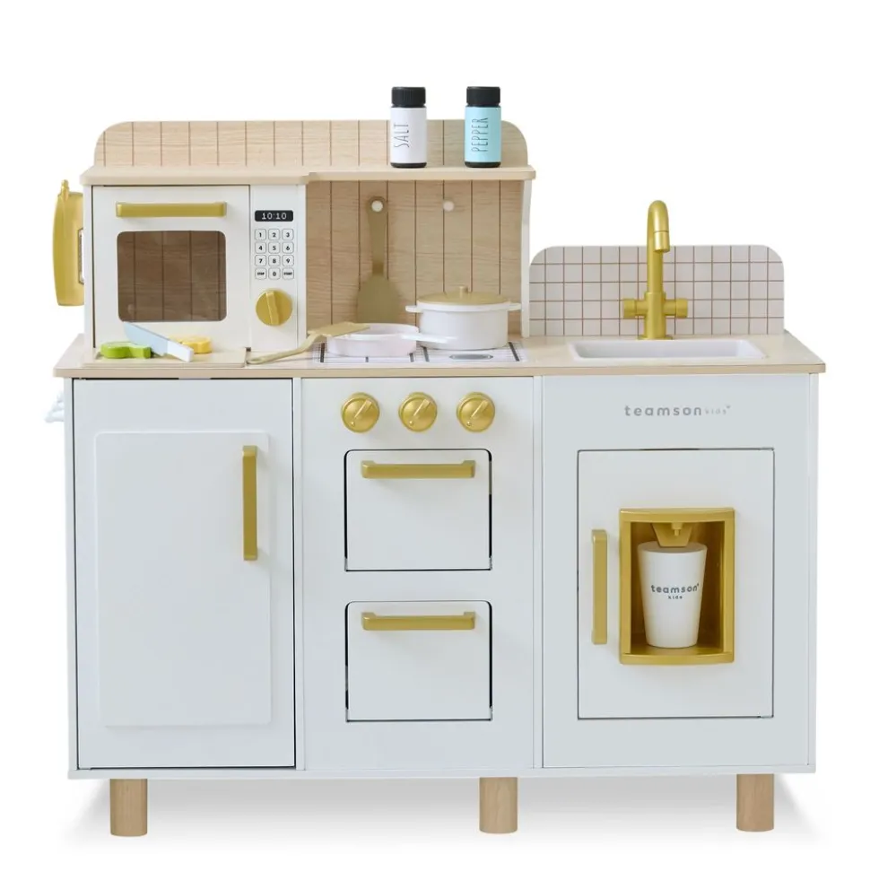 Little Chef Hampton Wooden Play Kitchen with Ice Dispenser & Sink - White