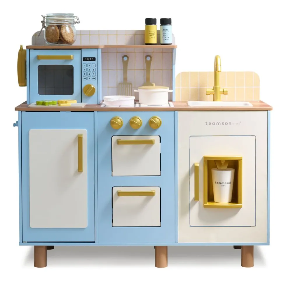 Little Chef Hampton Wooden Play Kitchen with Ice Dispenser & Sink - Blue