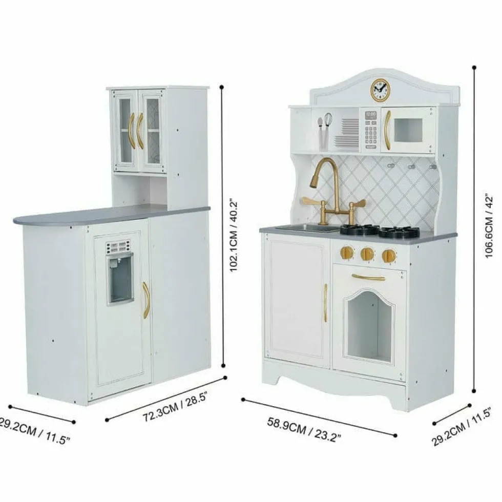 Little Chef Upper East Retro Play Kitchen - White / Gold