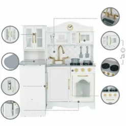Little Chef Upper East Retro Play Kitchen - White / Gold