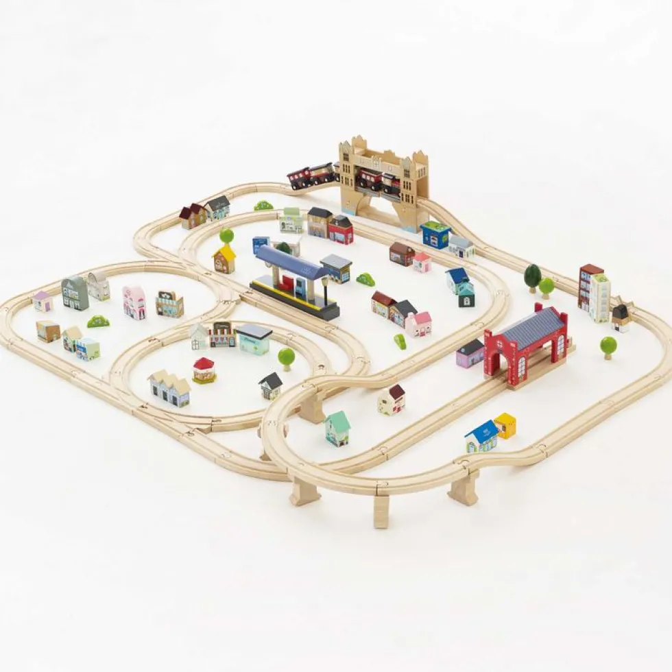 London Wood Train Set – 120 Pieces
