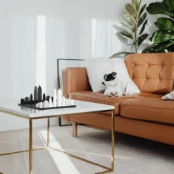 Los Angeles Edition Acrylic Chess Set with Marble Hatch Board