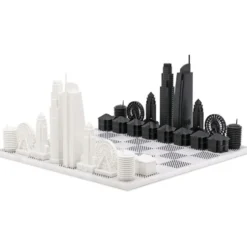 Los Angeles Edition Acrylic Chess Set with Marble Hatch Board