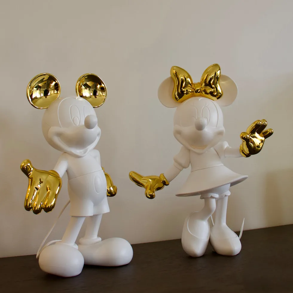 Mickey Mouse Figure White & Gold - 23.6"