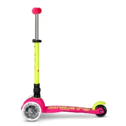 Mini Deluxe Foldable LED Scooter - Neon Flamingo Pink/Yellow