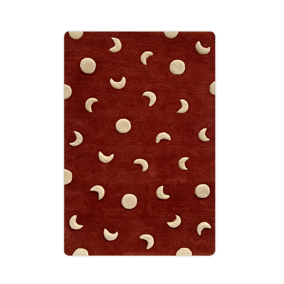 Moon Rug - Brick Red & Gold