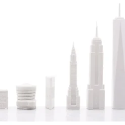 New York City Edition Acrylic Chess Set with Marble Hatch Board