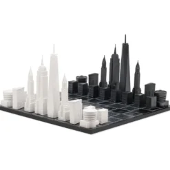 New York City Edition Acrylic Chess Set with Wood Map Board