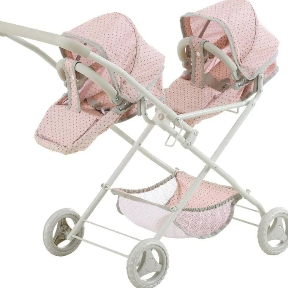 Olivia's Little World Polka Dot Princess Baby Doll Twin Bassinet Stroller