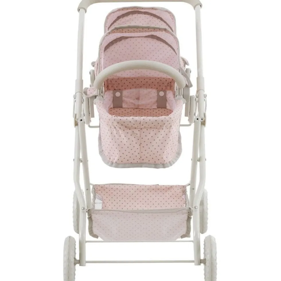 Olivia's Little World Polka Dot Princess Baby Doll Twin Bassinet Stroller