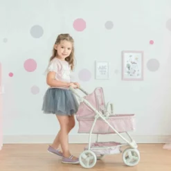 Olivia's Little World - Polka Dots Princess 2-in-1 Baby Doll Stroller - Pink/Gray