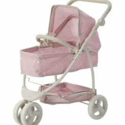 Olivia's Little World - Polka Dots Princess 2-in-1 Baby Doll Stroller - Pink/Gray