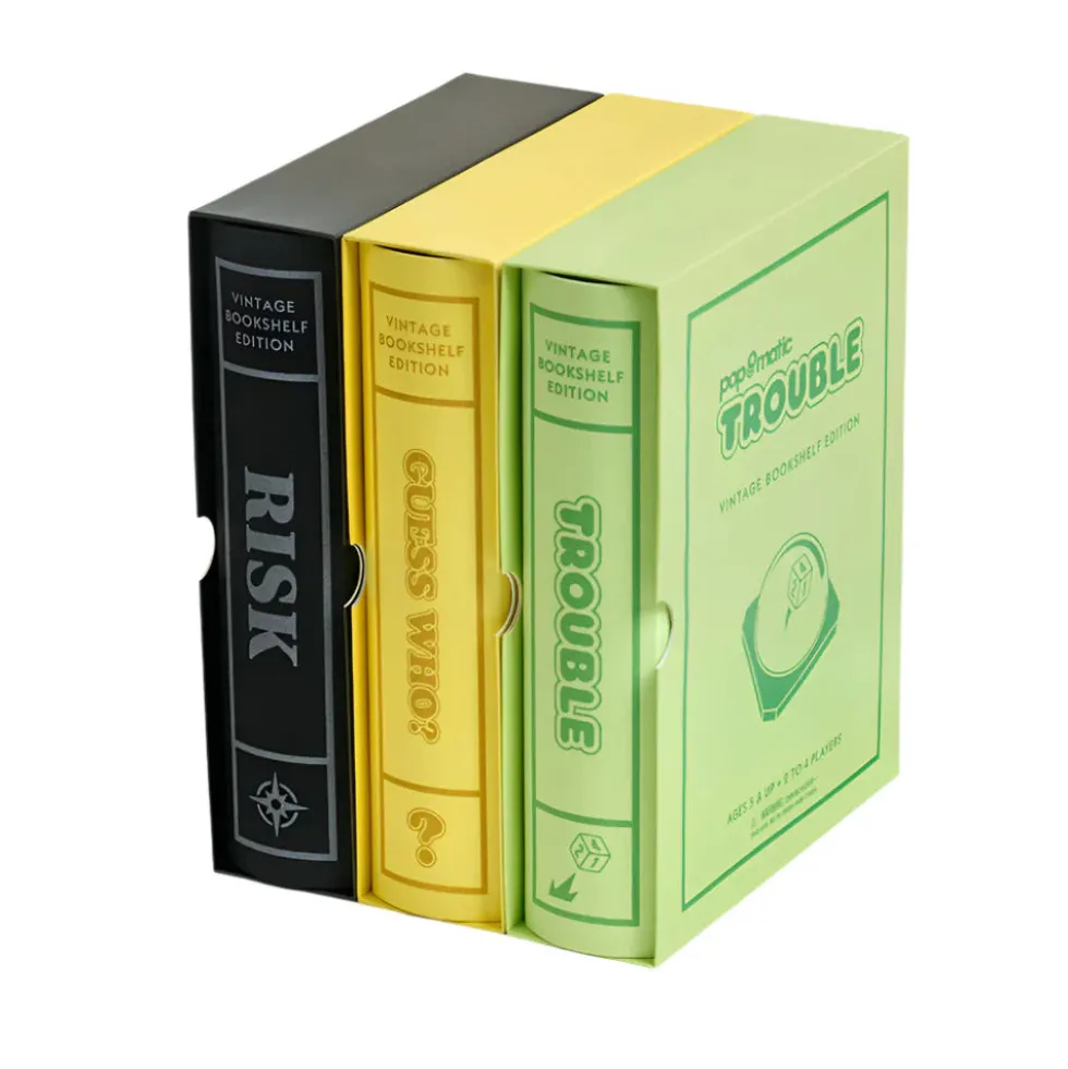 3 Pack Vintage Bookshelf Games: Risk, Guess Who, Trouble