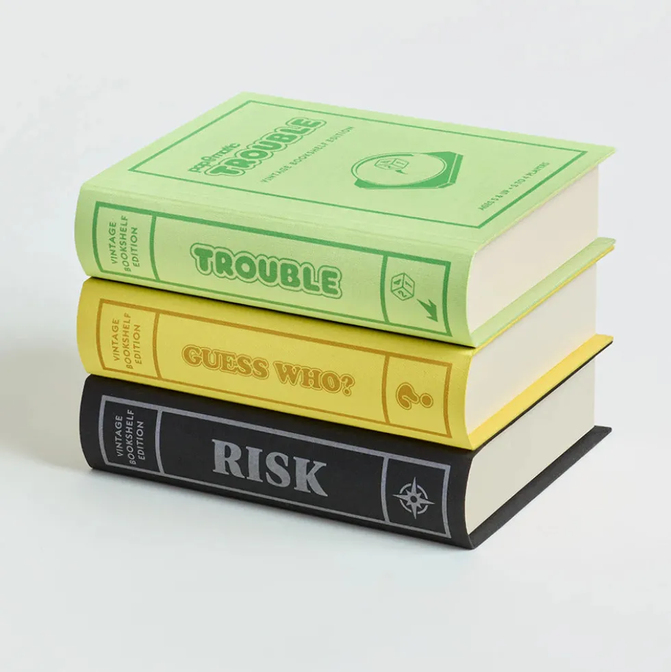 3 Pack Vintage Bookshelf Games: Risk, Guess Who, Trouble