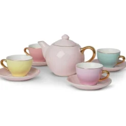 9-Piece Hand-Glazed Ceramic Tea Party Set