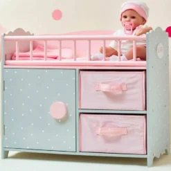 Princess Baby Doll Crib with Cabinet and Cubby
