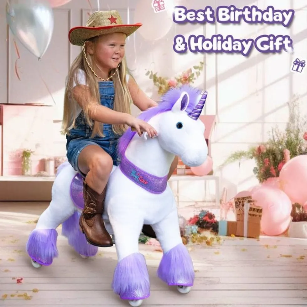 Purple Model U Ride-On Unicorn - 4-7 Years