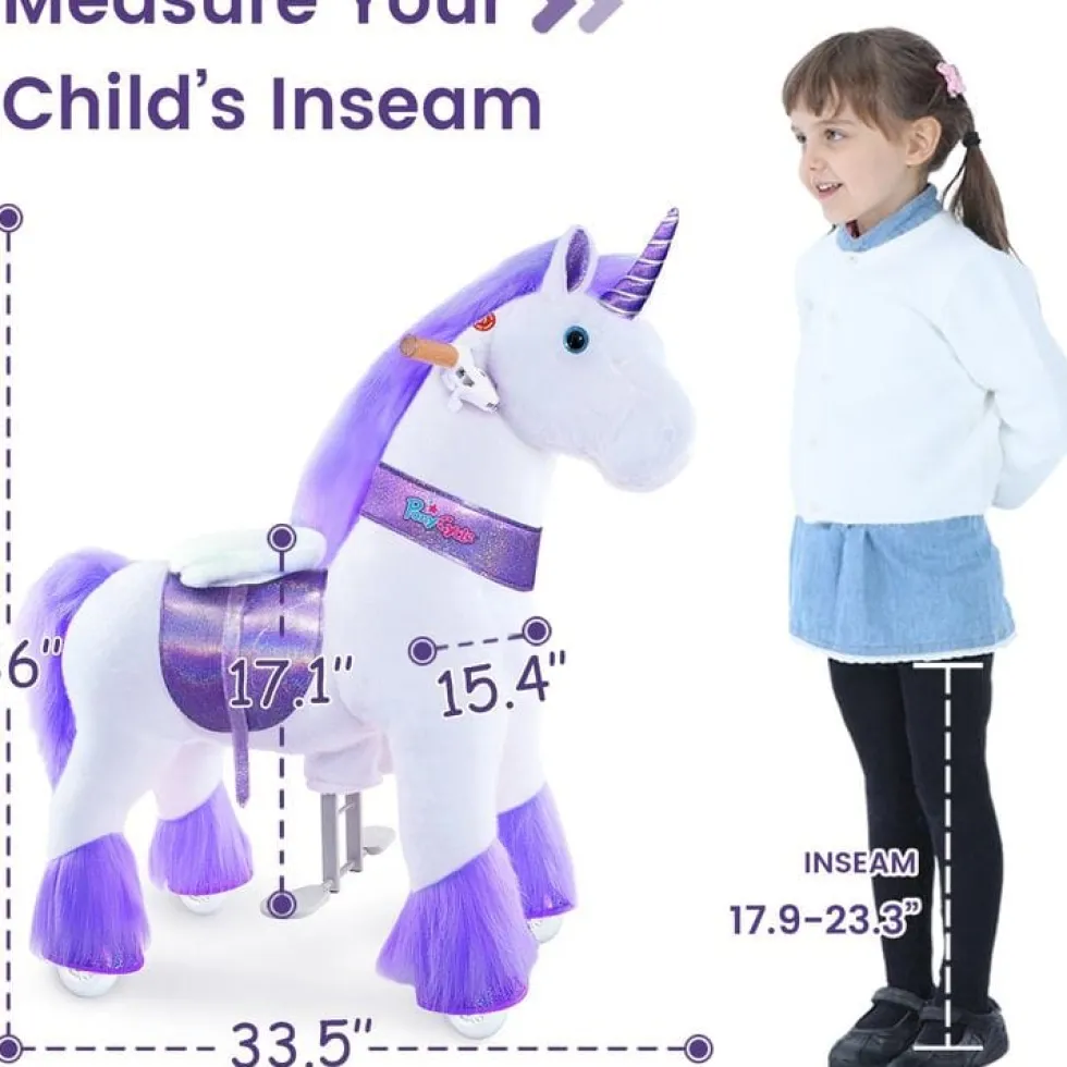 Purple Model U Ride-On Unicorn - 4-7 Years
