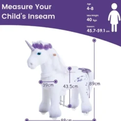 Purple Model X Ride-On Unicorn - 4-7 Years