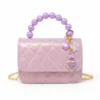 Quilted BFF Blossom Pearl Handle Handbag - Purple