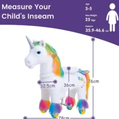 Rainbow Model X Ride-On Unicorn - 3-4 Years