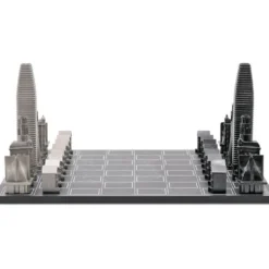 San Francisco Edition Stainless Steel Chess Set with Wood Map Board
