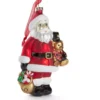 Santa & Teddy Bear Glass Ornament