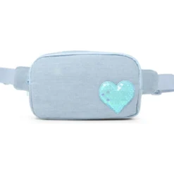 Sequin Heart Belt Bag for Kids - Blue (Denim)