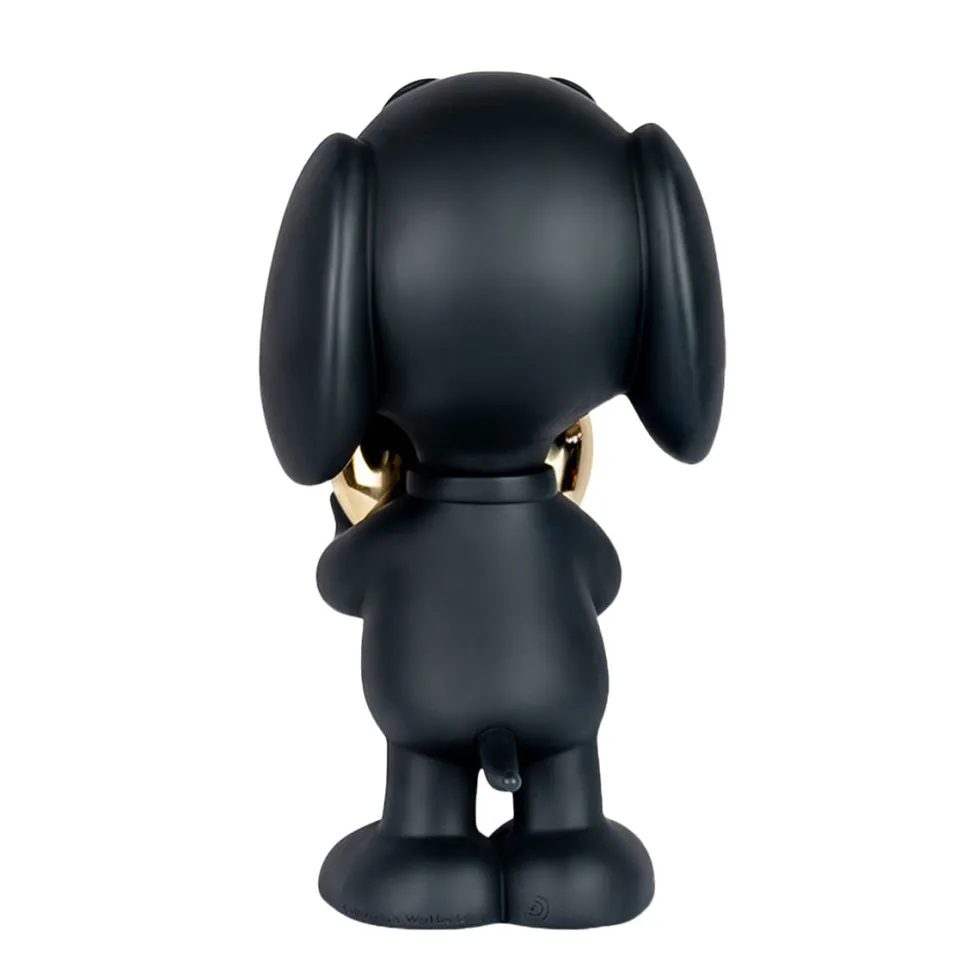 Snoopy Matte Black Figure with Chrome Gold Heart - 21.6"