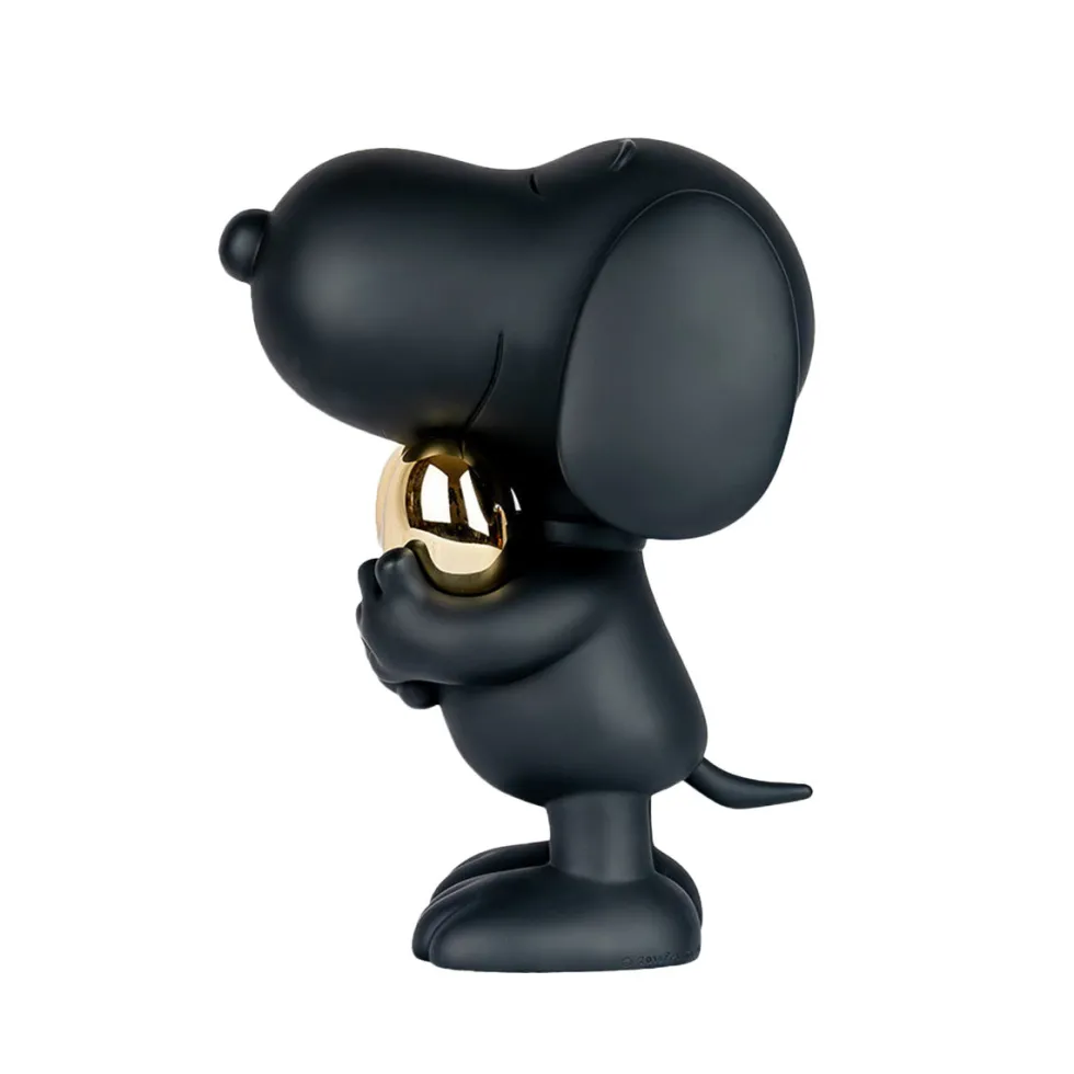 Snoopy Matte Black Figure with Chrome Gold Heart - 21.6"