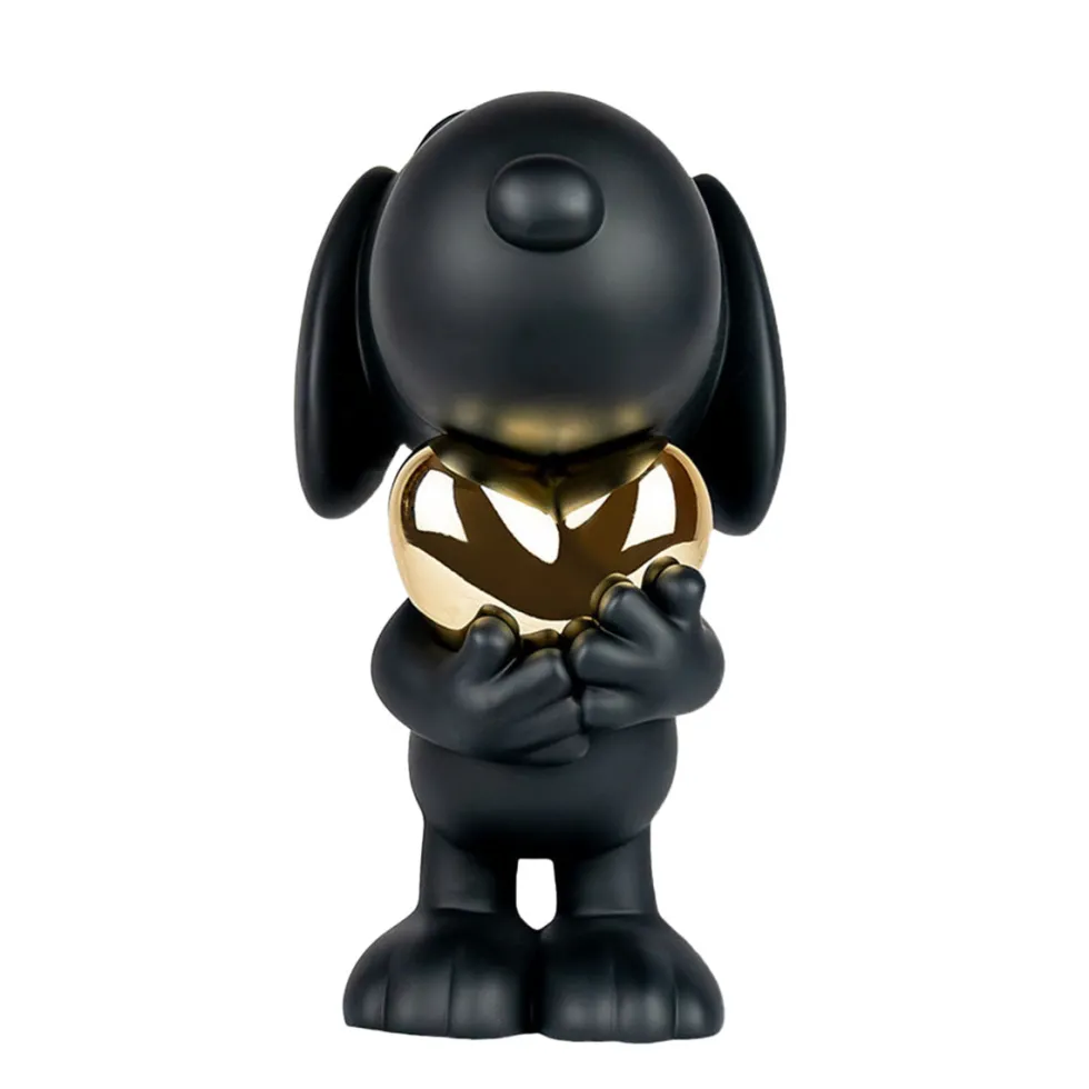 Snoopy Matte Black Figure with Chrome Gold Heart - 21.6"