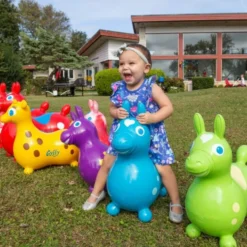 Teal Rody Horse Inflatable Bouncer Ride-on