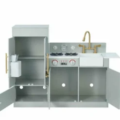 Teamson Kids Little Chef Charlotte Modern Modular Wooden Play Kitchen, Grey/Gold