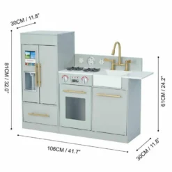 Teamson Kids Little Chef Charlotte Modern Modular Wooden Play Kitchen, Grey/Gold
