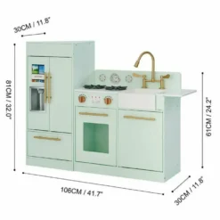 Teamson Kids Little Chef Charlotte 2-Piece Modular Wooden Play Kitchen, Mint