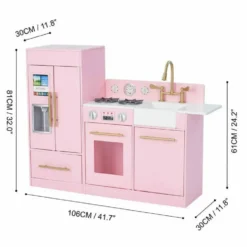 Teamson Kids Little Chef Charlotte 2-Piece Modular Wooden Play Kitchen, Pink
