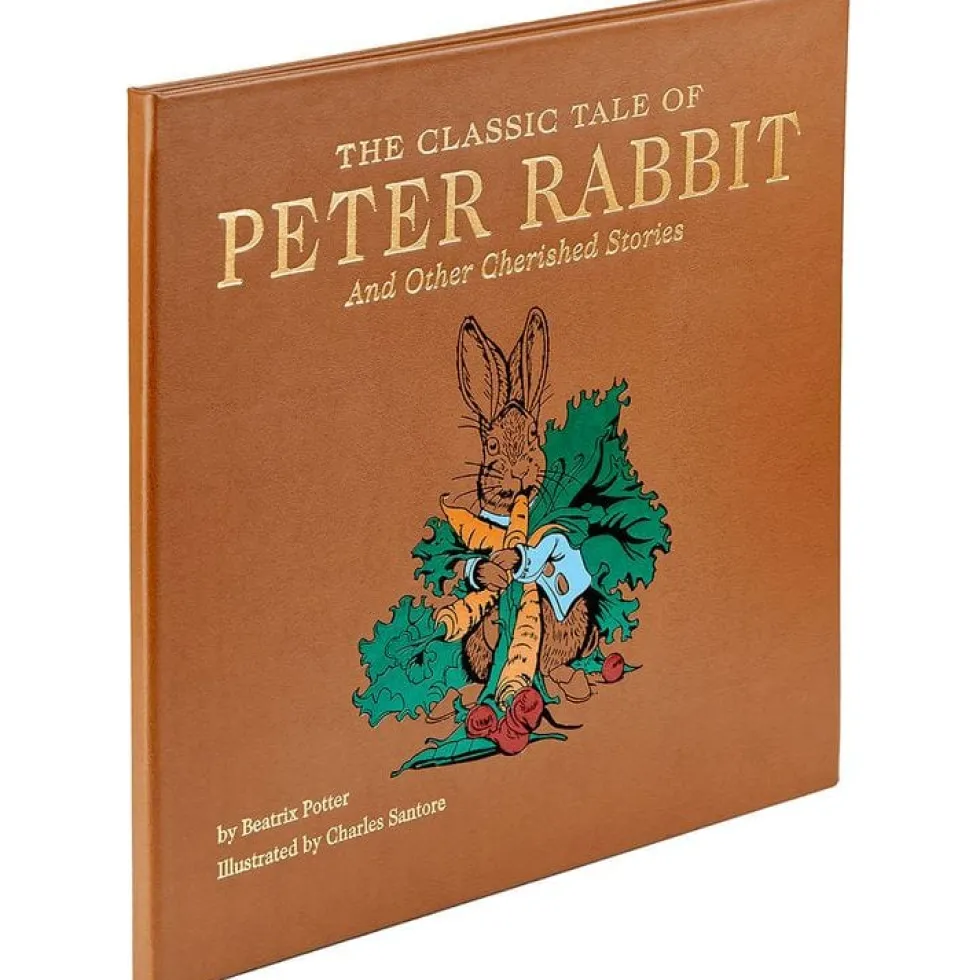 The Classic Tale of Peter Rabbit Book in Tan Bonded Leather