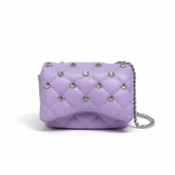 Tiny Crystal Stud Handbag - Lavender