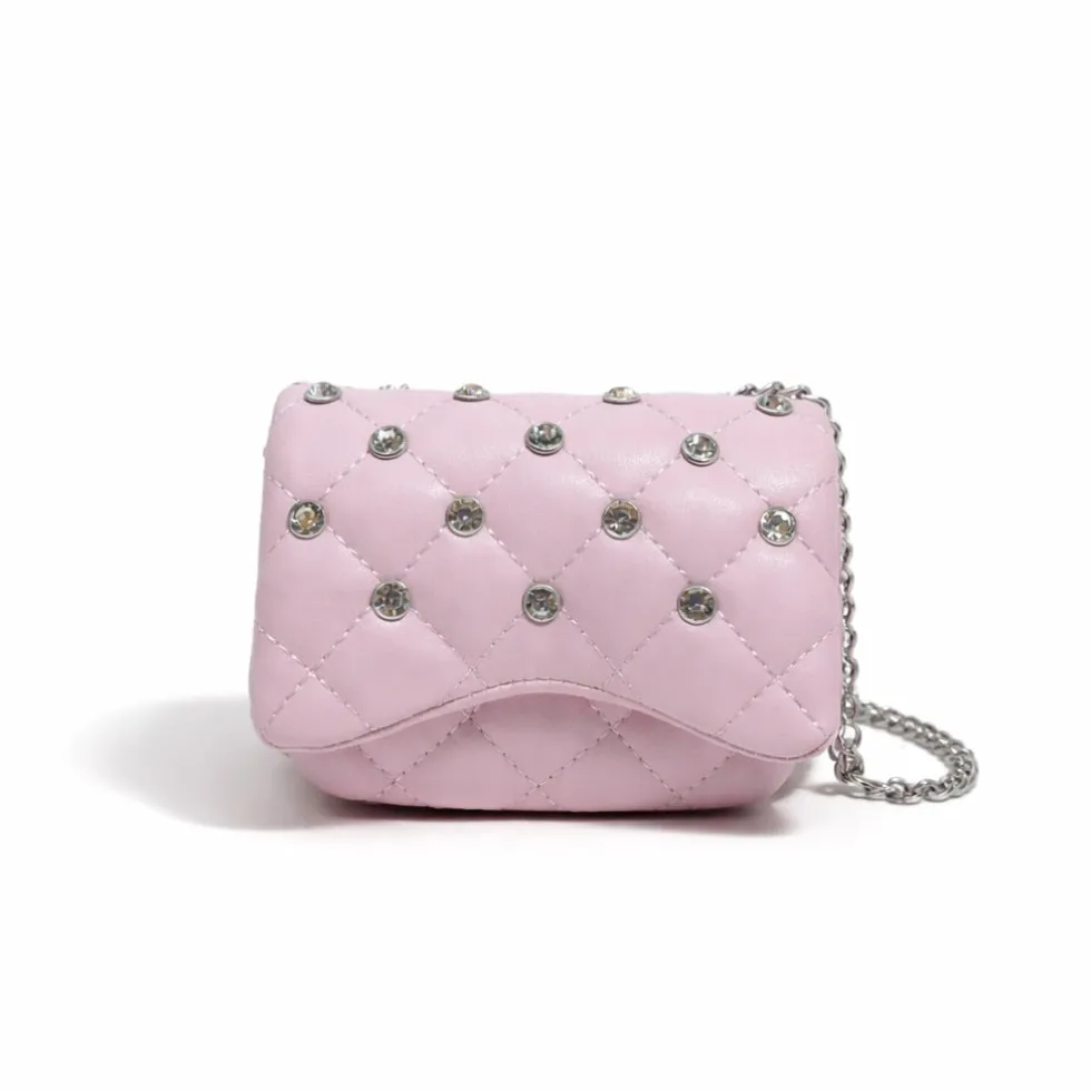 Tiny Crystal Stud Handbag - Pink