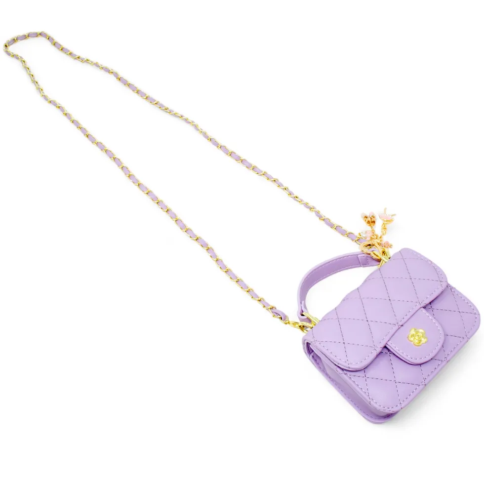 Tiny Quilted Ballet Charm Handbag - Purple