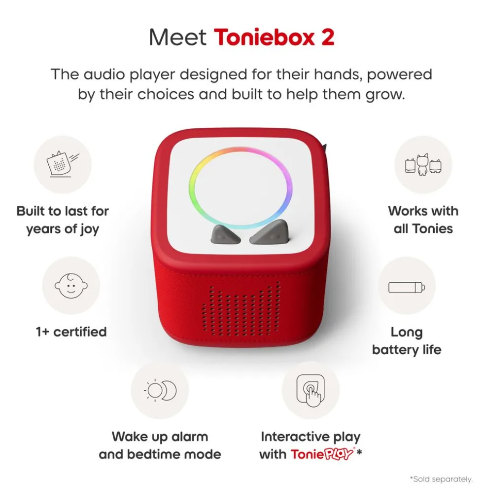 Tonies Playtime Puppy Toniebox 2 Starter Set - Sunset Red