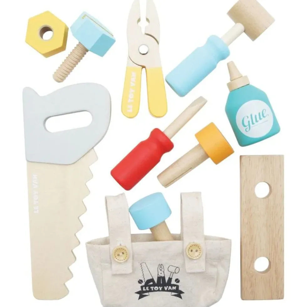 Tool Box & Wooden Tools with 11 Accessories
