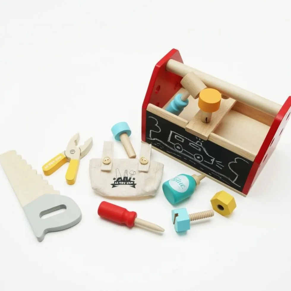 Tool Box & Wooden Tools with 11 Accessories