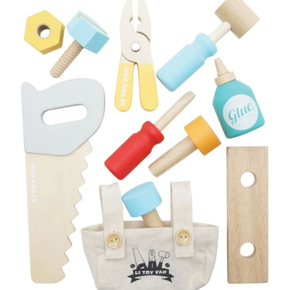 Tool Box & Wooden Tools with 11 Accessories