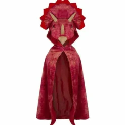 Triceratops Red Hooded Cape - Size 4-5 Years