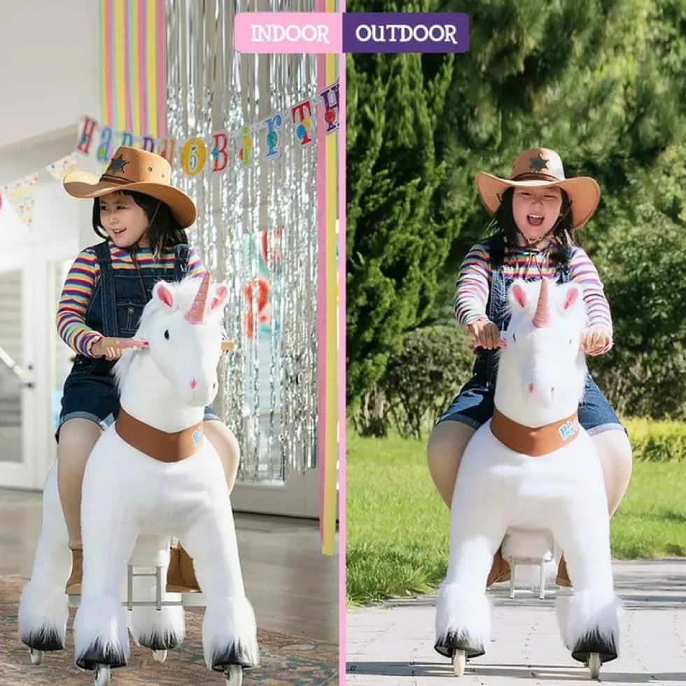 White Model U Ride-On Unicorn - 7+ Years
