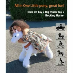 White Model U Ride-On Unicorn - 3-4 Years