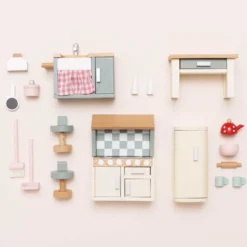 Wooden Dollhouse 20 Piece Kitchen Furniture Set