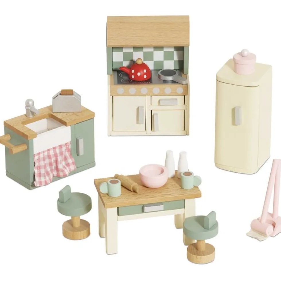 Wooden Dollhouse 20 Piece Kitchen Furniture Set